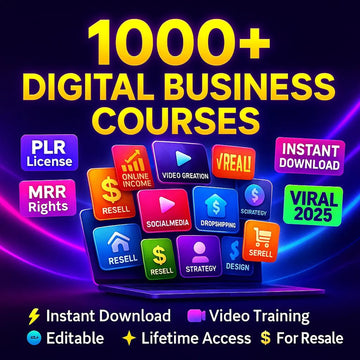 1000+ Business Video Courses Bundle, PLR & MRR License, Resell Rights, Editable, Instant Download, Digital Marketing, Dropshipping